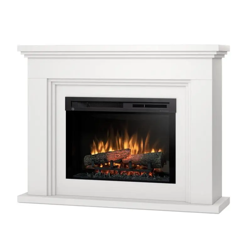 Cheminée électrique Warmtec Ardila avec insert Dimplex 26” XHD Optiflame – Fini mat blanc